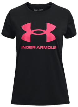 Футболка для девочки теннисная Under Armour Girls' UA Tech™ Sportstyle Big Logo Short Sleeve - black