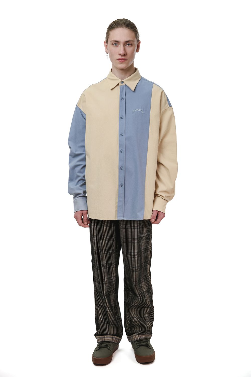 Сорочка Ymkashix Puff песочный/пыльно-синий