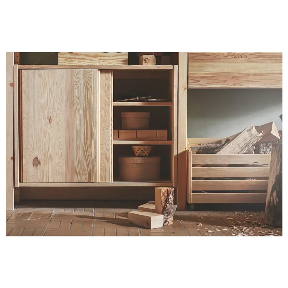 Шкаф с раздвижными дверями - IKEA IVAR/ИВАР ИКЕА, 60х30х80 см, под беленый дуб