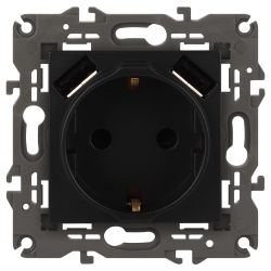 Розетка ЭРА Elegance 14-4109-05 2P+E 16A-250В штор. с 2xUSB 5В-3А антрацит