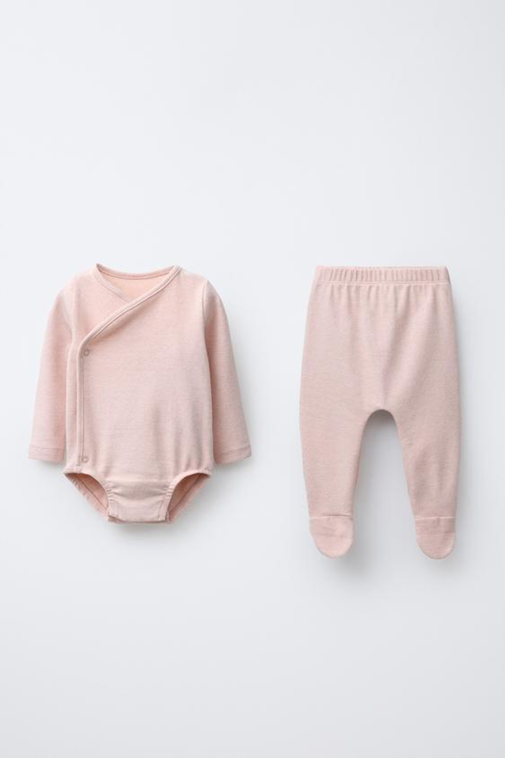 ZARA КОМПЛЕКТ БОДИ И ПОЛЗУНКОВ МЕЛАНЖ, РОЗОВЫЙ МЕЛАНЖ