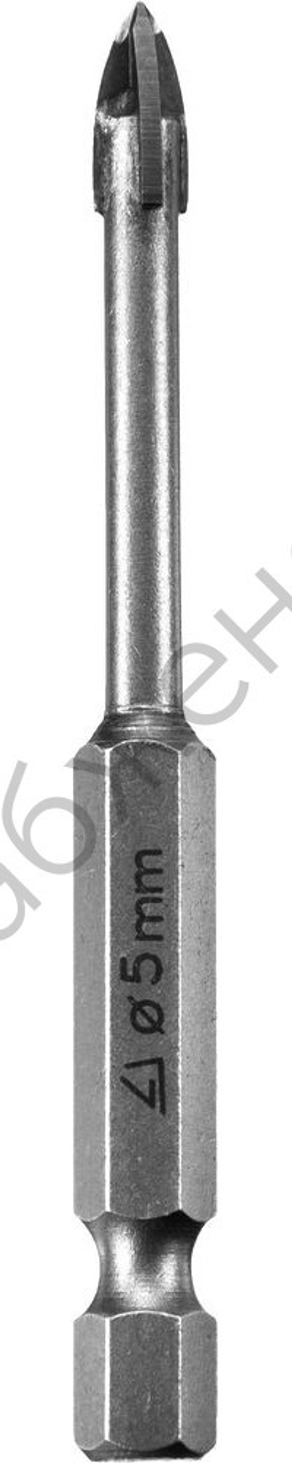 STAYER 5 мм, 4х кромка, HEX 1/4, Сверло по стеклу и кафелю (2985-05)