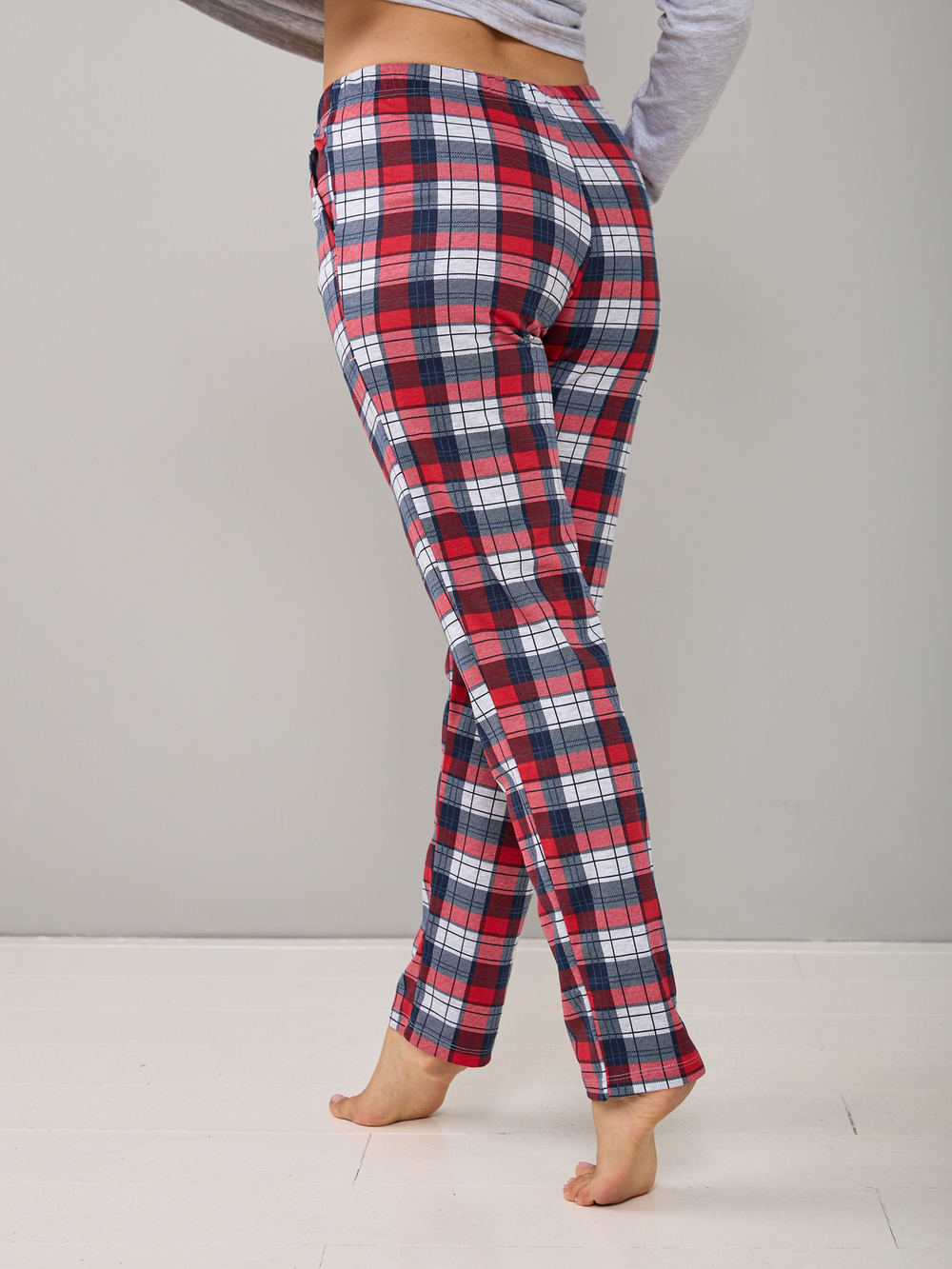 Пижама с брюками КБ-004П/серый-синекраснаяклетка