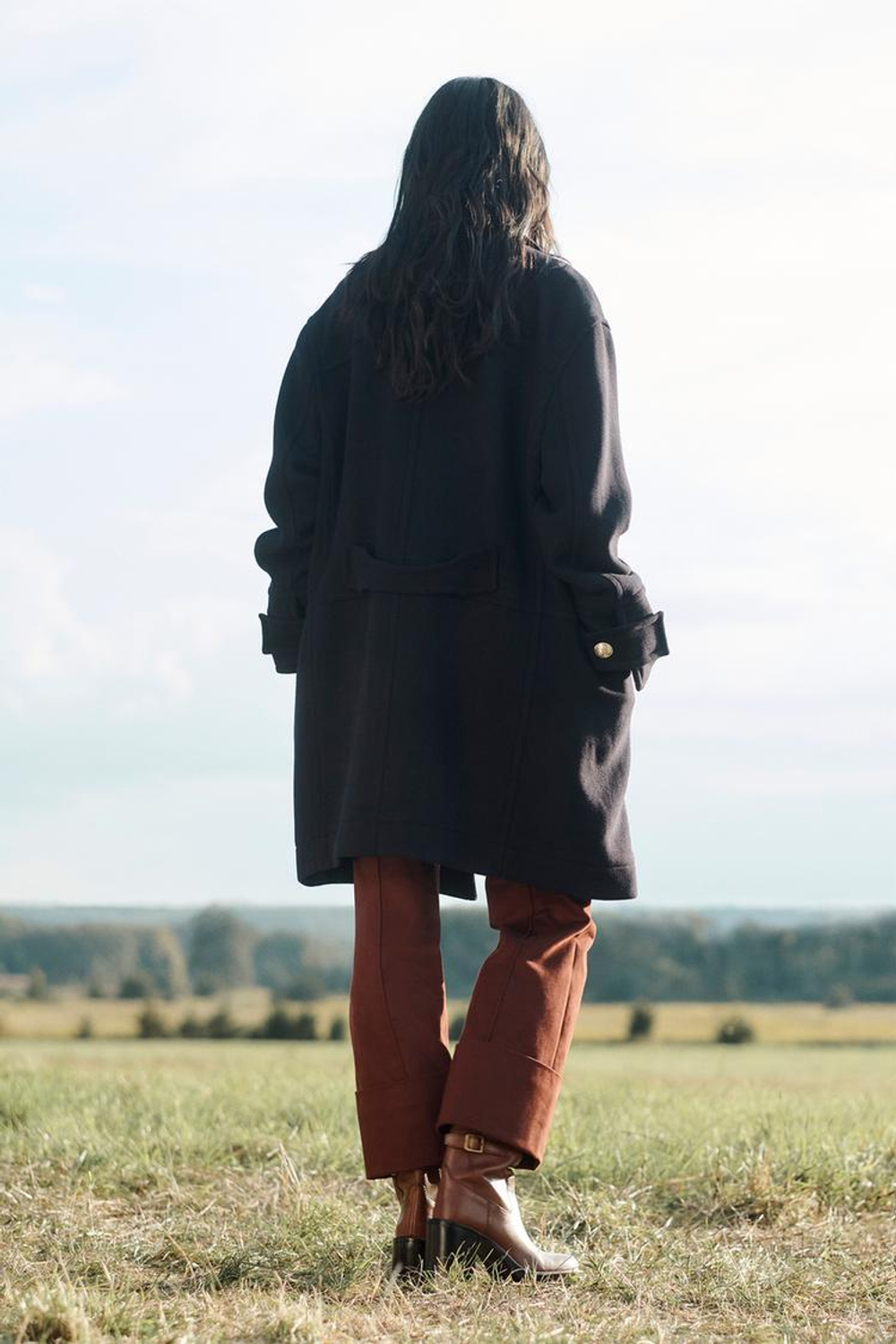 ZARA ПАЛЬТО ИЗ СМЕСОВОЙ ШЕРСТИ, ТЕМНО-СИНИЙ