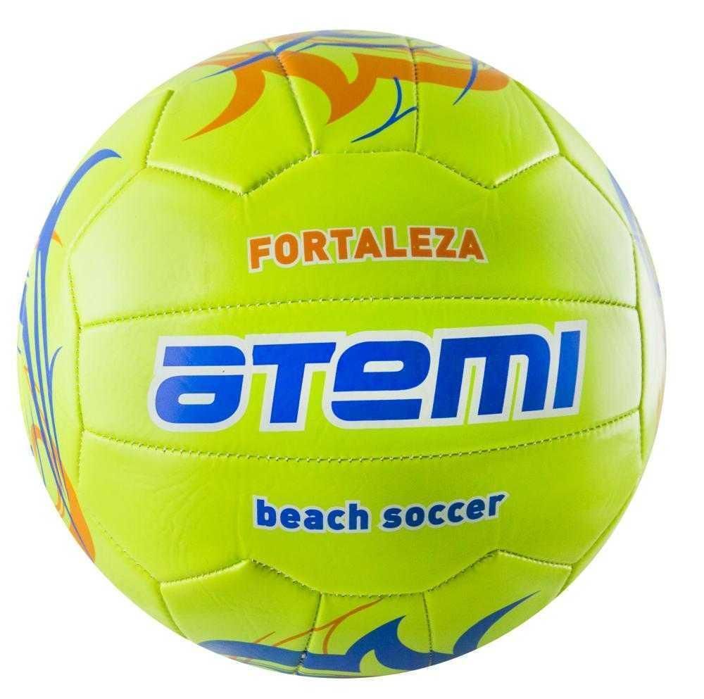 Мяч футбольный Atemi FORTALEZA пляжный PVC foam, салатовый/синий/оранжевый, 18 панелей, размер 5, м/ш (0,4-0,6 bar)