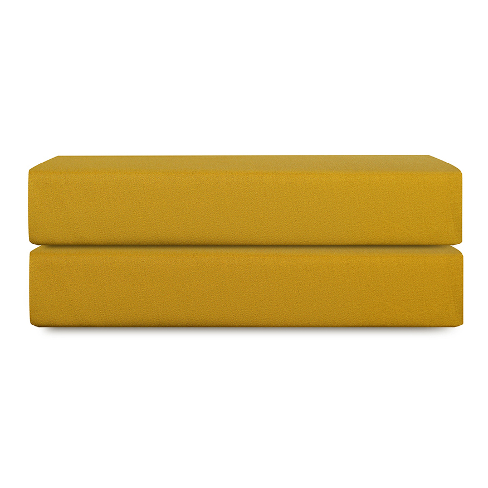 Простыня на резинке из премиального сатина горчичного цвета из коллекции essential, 200х200х30 см