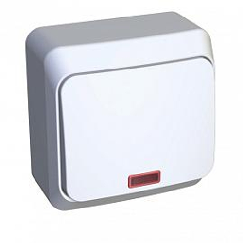 Schneider Electric ЭТЮД Белый Выключатель 1-клавишный открытая установка с индикатором подсветка внутри BA10-005B