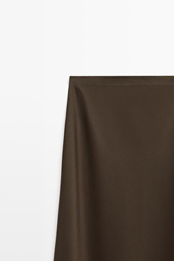 Massimo Dutti Струящаяся атласная юбка, коричневый