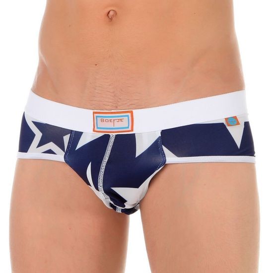 Трусы мужские брифы синие с принтом "звезды" Boefje 35695