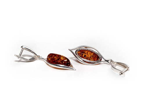 Серьги с натуральным янтарем