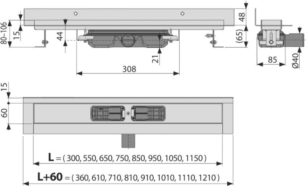 Душевой лоток AlcaPlast APZ116-1050 Wall Low