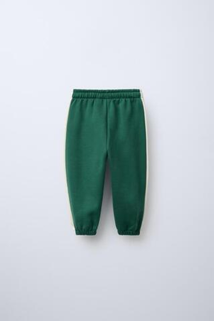 ZARA БРЮКИ-ДЖОГГЕРЫ С ВЫШИТОЙ НАДПИСЬЮ, ЗЕЛЕНЫЙ