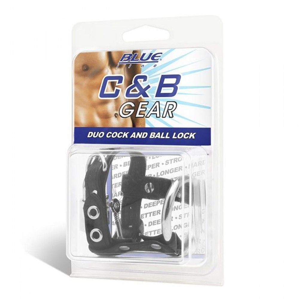 Утяжка на пенис на замочке Duo Cock And Ball Lock (Цвет: черный с серебристым)