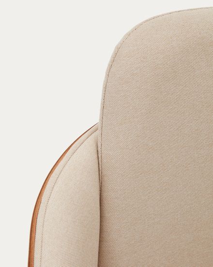 Madai Офисный стул из бежевой синели и ясеневого шпона с натуральной отделкой