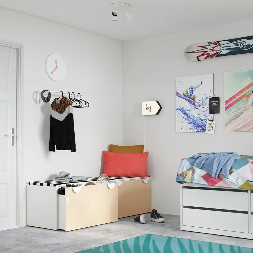 Шкаф детский - IKEA SMÅSTAD/SMASTAD, 90x50x48 см, белый/светло-коричневый, СМОСТАД ИКЕА