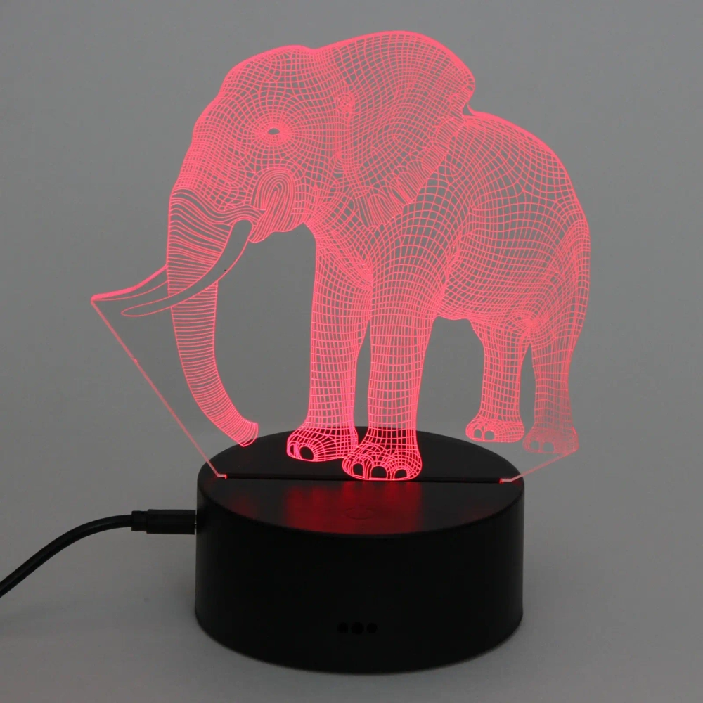 Светильник ночник «3D-Мамонт» на пластиковой подставке, с включателем USB