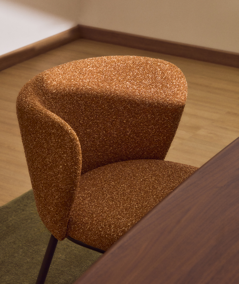 Стул Ciselia из терракотового шенилла с ножками из черной стали