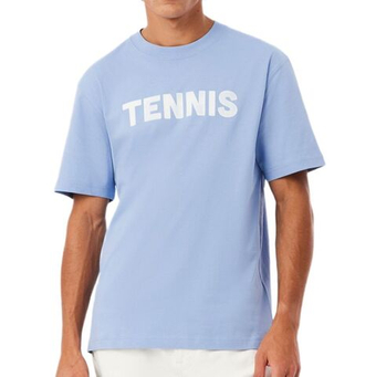 Мужская теннисная футболка Lacoste Printed Cotton - light blue
