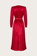 ПЛАТЬЕ ИЗ КРАСНОГО ТРИАЦЕТАТА С ФАКТУРНЫМ ОРНАМЕНТОМ