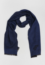 Шерстяной шарф сеточный принт 45×180 BLUE