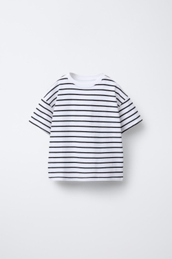 ZARA НАБОР ИЗ ТРЕХ ФУТБОЛОК В ПОЛОСКУ, ОГНЕННО-КОРАЛЛОВЫЙ