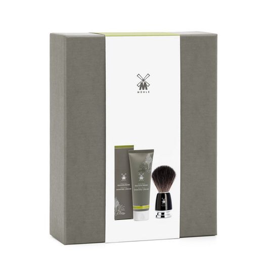 Набор для бритья MUEHLE, крем для бритья Алоэ Вера, черный помазок RYTMO с ворсом из фибры