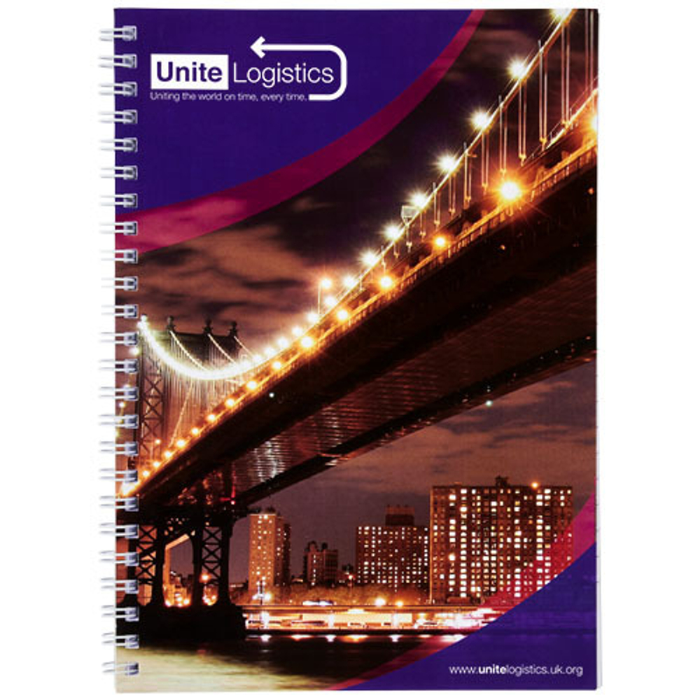 Блокнот на спирали Desk-Mate® формата A5 с печатью на задней обложке