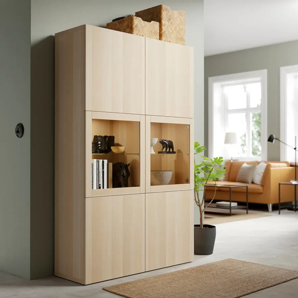 Книжный шкаф -  BESTÅ / BESTА IKEA/ БЕСТА/ БЕСТО ИКЕА, 120х42х193 см,   под беленый дуб