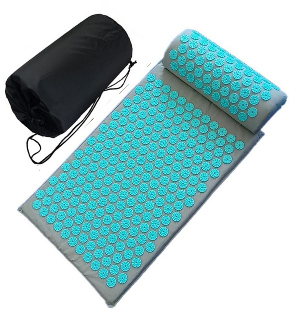 Массажный набор акупунктурный коврик + подушка Comfortex (серо-голубой)