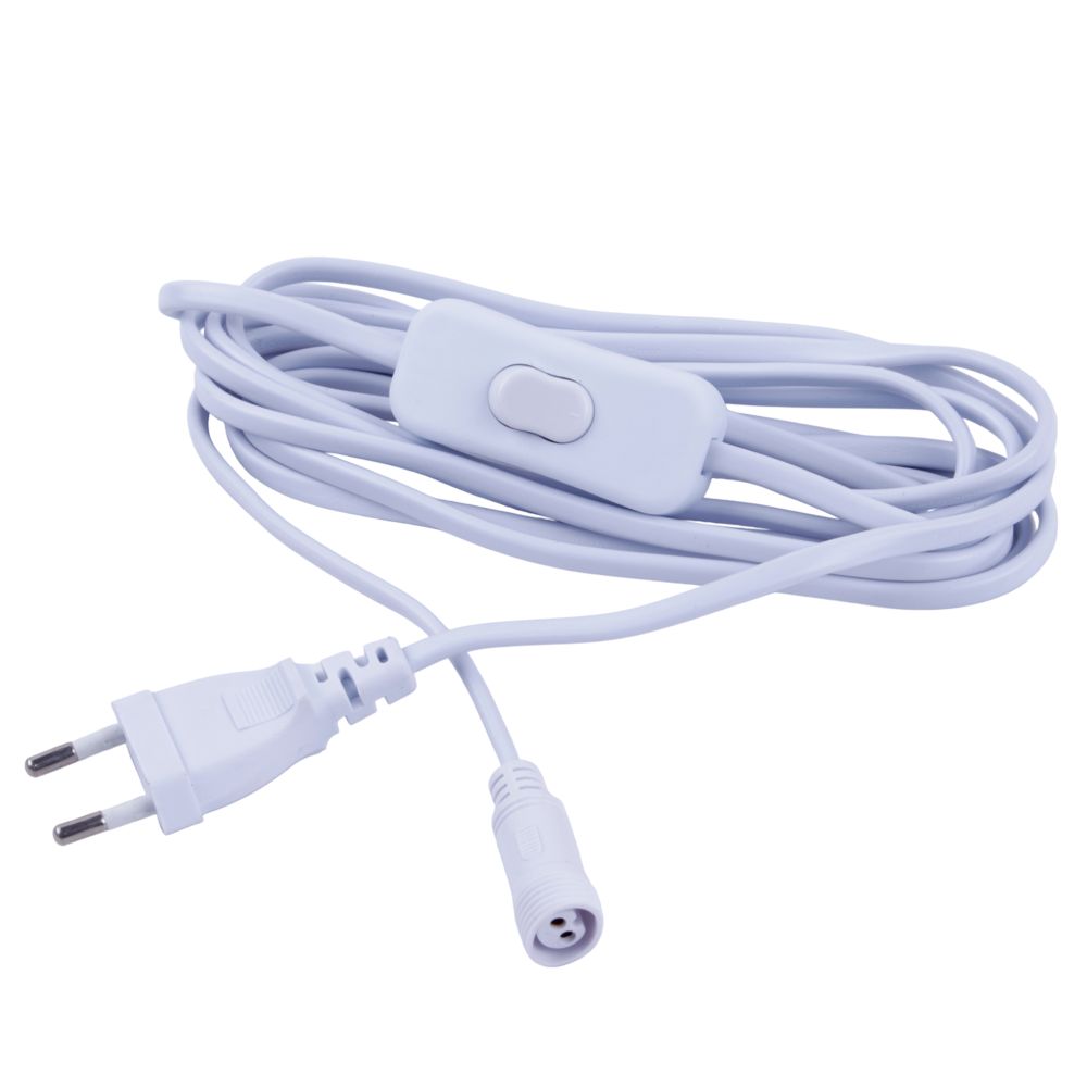 UCX-PT2-T70-300-B WHITE 1 STICKER Провод для подключения светильника ULT-P7x к сети 220В. 300 см. с кнопкой включения. Белый. ТМ Uniel