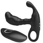 Черный изогнутый массажёр простаты с вибрацией и пультом ДУ