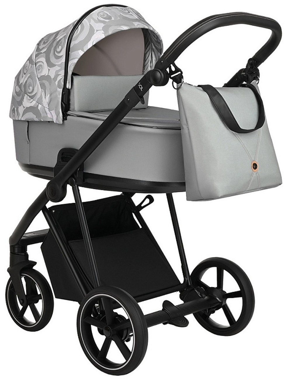 Детская коляска Roan Sol Flowers 3 в 1 с автокреслом Tutis Elo Lux Black RSF/5002 Gray/Black