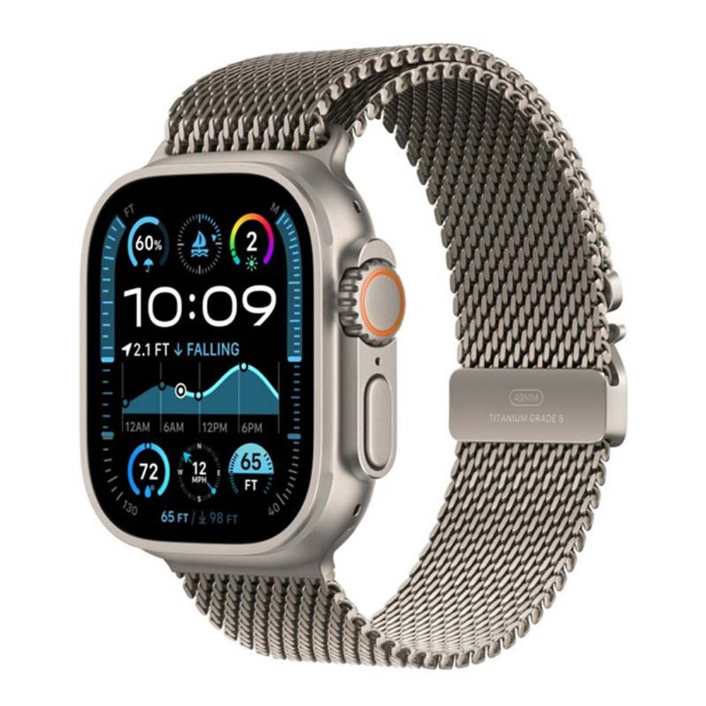 Apple Watch Ultra 2 (2024), 49 мм корпус из титана цвета «Natural», ремешок Titanium Milanese Loop размера M цвета «Natural»