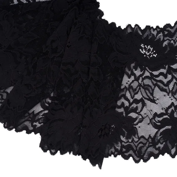 Кружево эластичное черное 22 см, букет