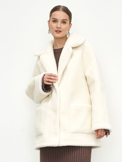 Двусторонняя дубленка из овечьей шерсти тедди чебурашка, капучино, SilverFox