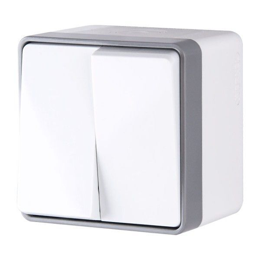 Выключатель двухклавишный влагозащищенный Gallant (белый)