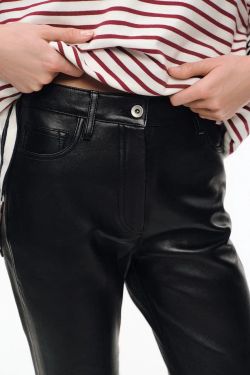 Укороченные кожаные брюки, черные