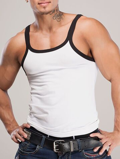 Мужская майка с контрастной окантовкой (Размер: XXL) (Цвет: белый)