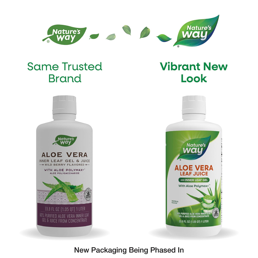 Nature's Way, сок из листьев алоэ вера и гель из внутренней части листьев алоэ вера (Aloe Polymax+™), ягодный вкус, 1 л (33,8 жидк. унции)