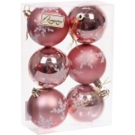 Новогодние шары «Снежный шарм» 6 см (набор 6 шт), Розовый