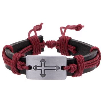 Фенечка с крестом - 2 (красн/шнурок)