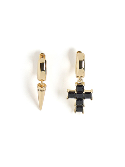 Серьги "Thorn and Cross" Black Gold