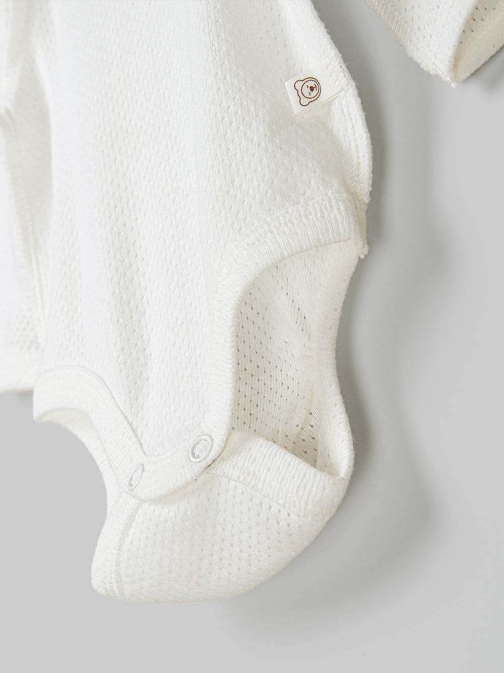 Боди с длинным рукавом "Молоко" из ажурного хлопка 0+