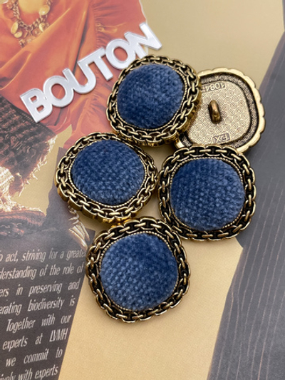 Пуговицы мягкий квадрат состаренное золото с синим бархатом