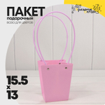 Пакет подарочный 15,5х13х9,5 Ваза для цветов (Розовый)