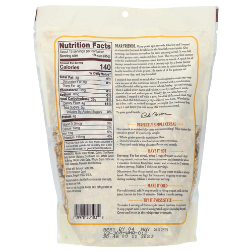 Bob's Red Mill, мюсли в деревенском стиле, цельнозерновые, 510 г (18 унций)