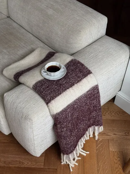 Плед мохеровый over horizon цвета марсала из коллекции trendy ruffles, 130х180 см