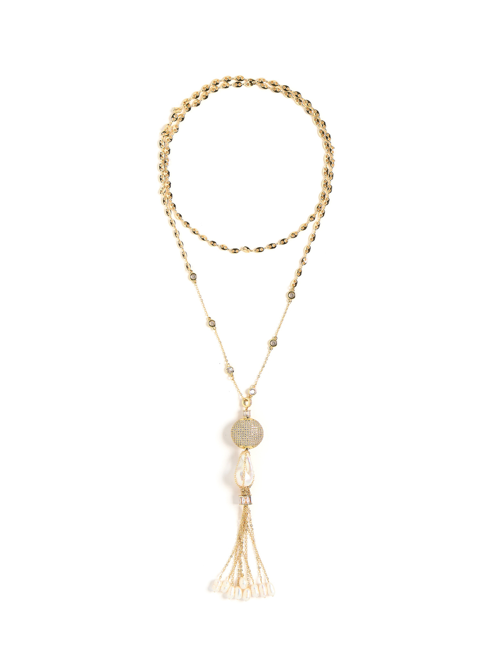 Колье "Round Shine Brush Pearl" Gold