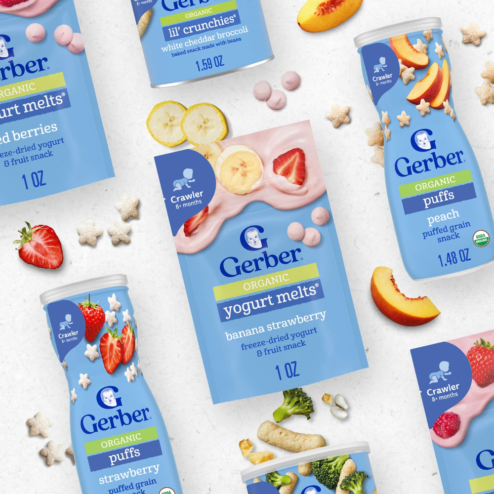 Gerber, Organic Yogurt Melts®, для детей от 8 месяцев, красные ягоды, 28 г (1 унция)
