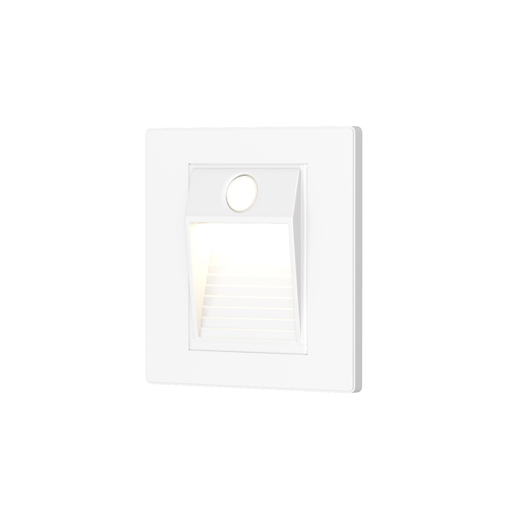 DK1020-WH Светильник встраиваемый в стену c датчиком движения, IP 20, LED 3000, 1 Вт, белый, пластик